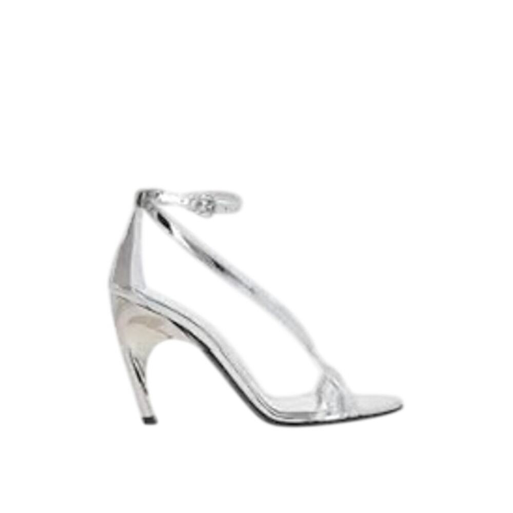 Alexander McQueen NIB Armadillo Mirror Effect 95mm Sandals in Silver Size 39.5